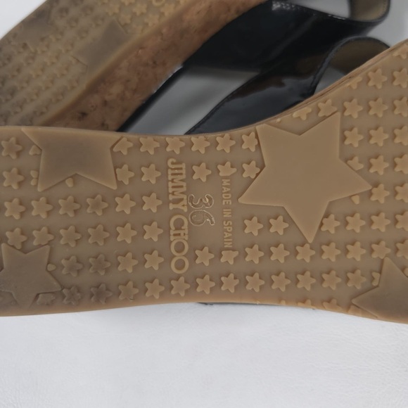 JIMMY CHOO Black Pence PATENT LEATHER Cork Thong MADE IN SPAIN 🇪🇸 Sandal 36 - Picture 12 of 12